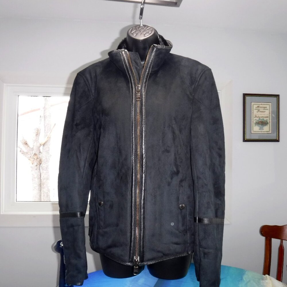 Armani Exchange Faux Suede Moto Jacket in black size small